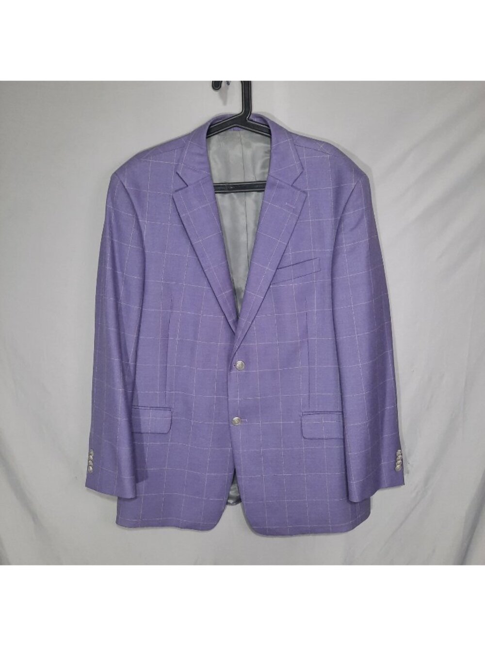 Paul Fredrick Blazer 43R Purple Lavender Camel Gold Plaid Herringbone Silk Wool